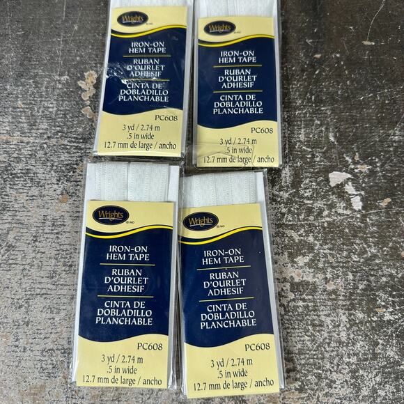 Wrights Iron On Hem Tape 3 Yards Per Pack White 608 030 New Lot Of 4 - Picture 1 of 4